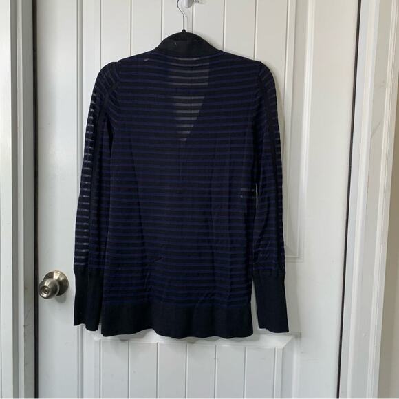 Derek Lam 10 Crosby blue striped mesh button front sweater cardigan size small - Picture 2 of 5